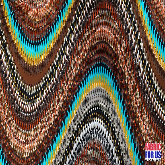 Waves Tidal with Gold Color Lining Stretch Fabric 58" Wide - Picture 3 of 5